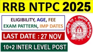 RRB NTPC Inter Level Recruitment 2025 Apply Online for 3058 Vacancies