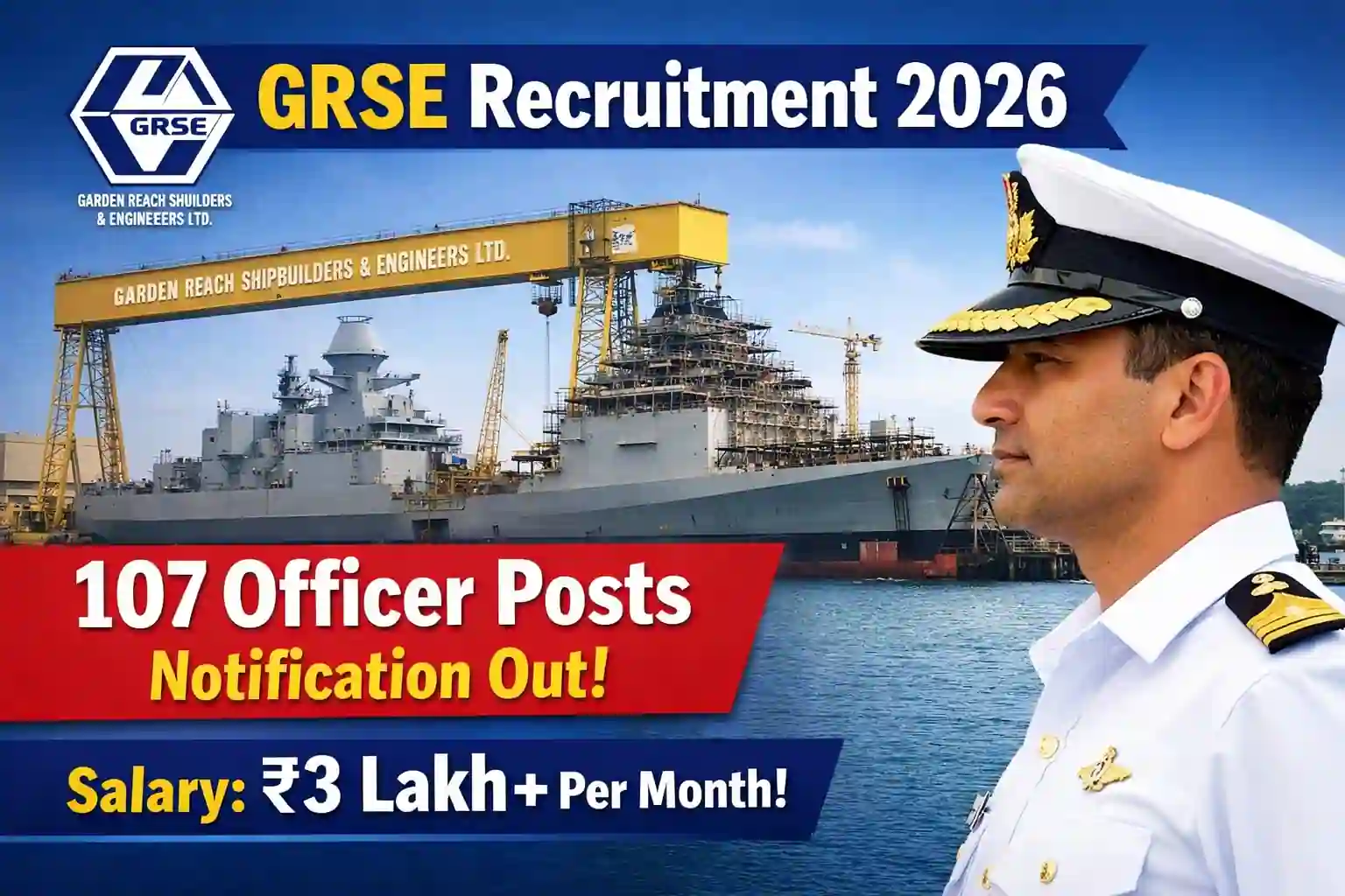 GRSE Recruitment 2026 107 Officer Posts