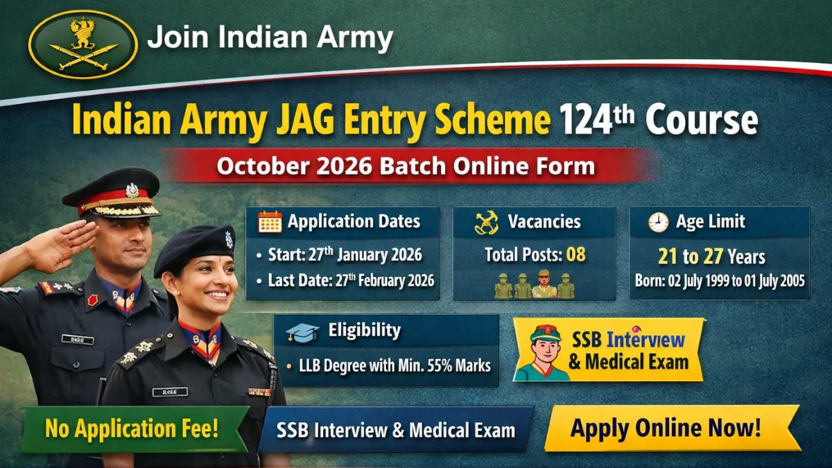 Indian Army JAG Entry Scheme 124th Course October 2026